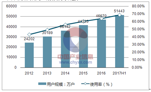 2017年中国网络购物应用行业用户规模及使用