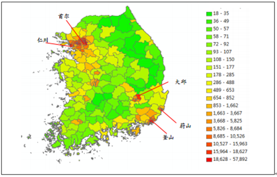 17年韩国人口城市化水平 都市圈人口密度变化 住房原因占比情况分析 图 智研咨询 产业信息网
