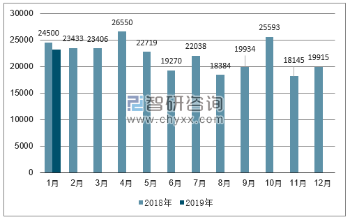 2018、2019年单月巴基斯坦汽车分车型销量