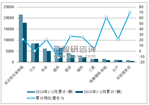 2019年1-2月份巴西轻型商用车（前十）累计注册情况