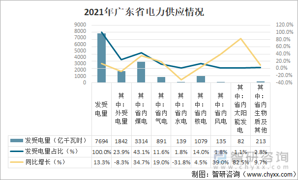 2021年广东省电力供应情况