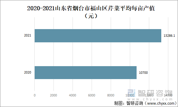 2020-2021山东省烟台市福山区芹菜平均每亩产值