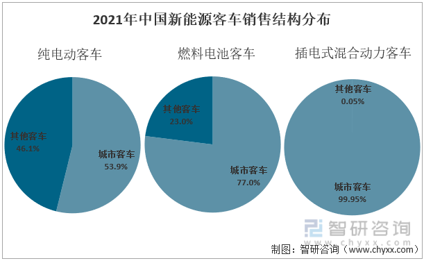 2021年中国新能源客车结构分布（辆）
