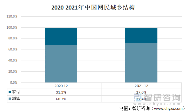 2020-2021年中国网民城乡结构