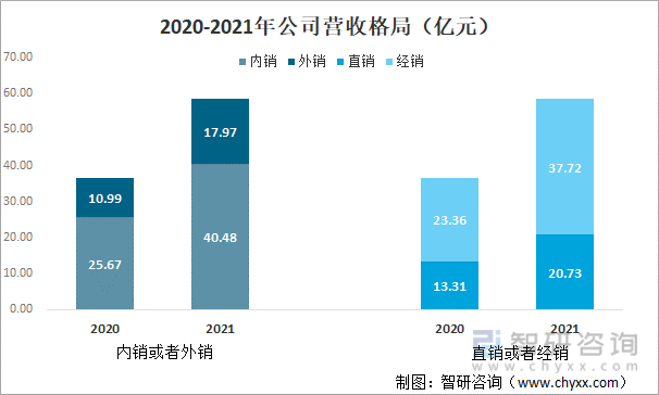 2020-2021年公司营收格局（亿元）