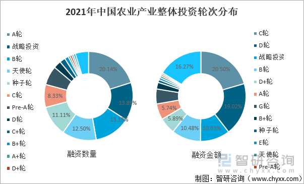 2021年中国农业产业整体投资轮次分布