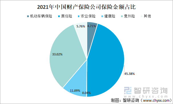 2021年中国财产保险公司保险金额占比