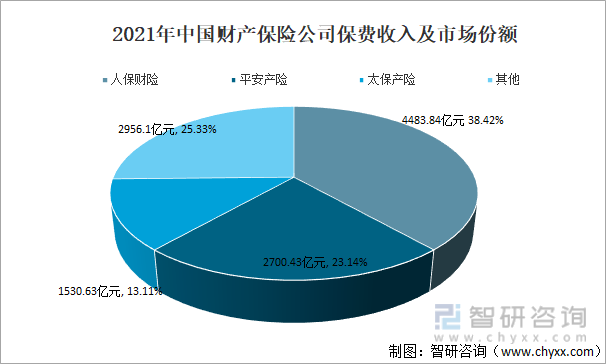 2021年中国财产保险公司保费收入及市场份额