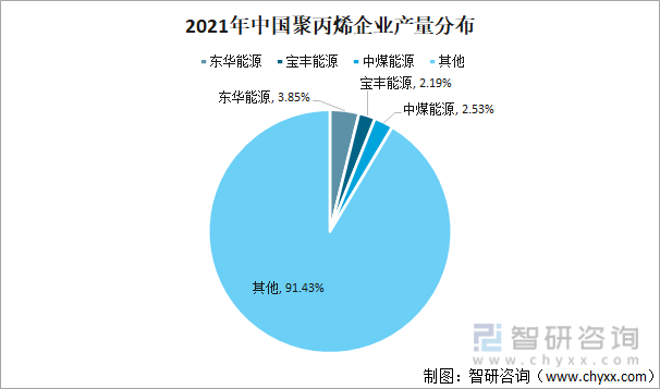 2021年中国聚丙烯企业产量分布