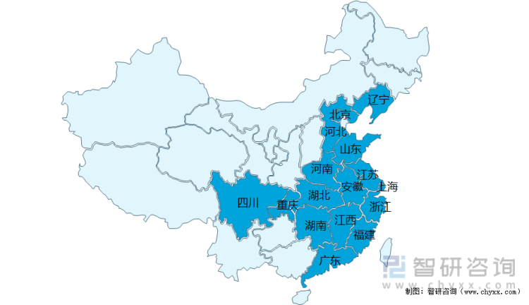 2021年中国数字经济规模突破万亿元的省市分布