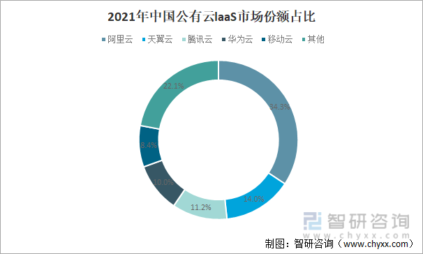 2021年中国公有云laaS市场份额占比