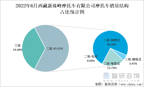2022年6月西藏新珠峰摩托車有限公司摩托車銷量結(jié)構(gòu)占比統(tǒng)計(jì)圖