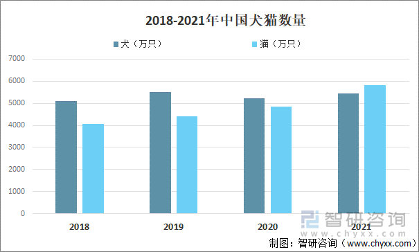 2018-2021年中国犬猫数量