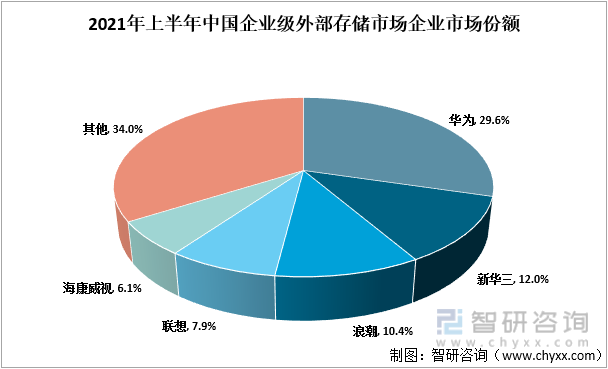 2021年上半年中国企业级外部存储市场企业市场份额
