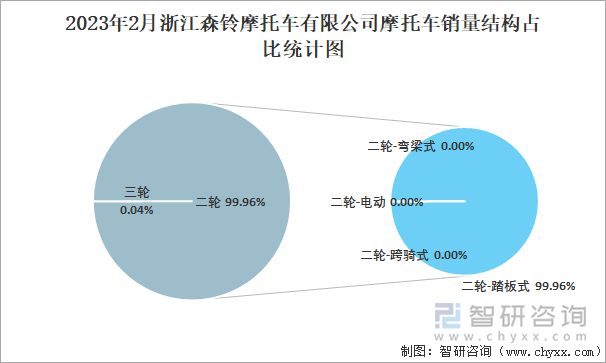 2023年2月浙江森鈴摩托車有限公司摩托車銷量結(jié)構(gòu)占比統(tǒng)計圖