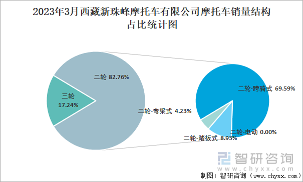 2023年3月西藏新珠峰摩托車有限公司摩托車銷量結(jié)構(gòu)占比統(tǒng)計圖