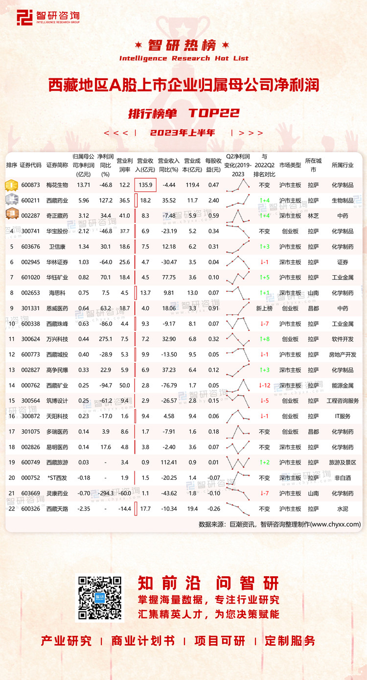 1024：2023上半年西藏地区A股上市企业净利润-二维码