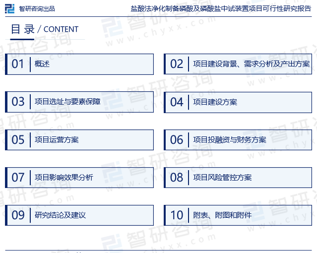 《盐酸法净化制备磷酸及磷酸盐中试装置项目可行性研究报告》目录