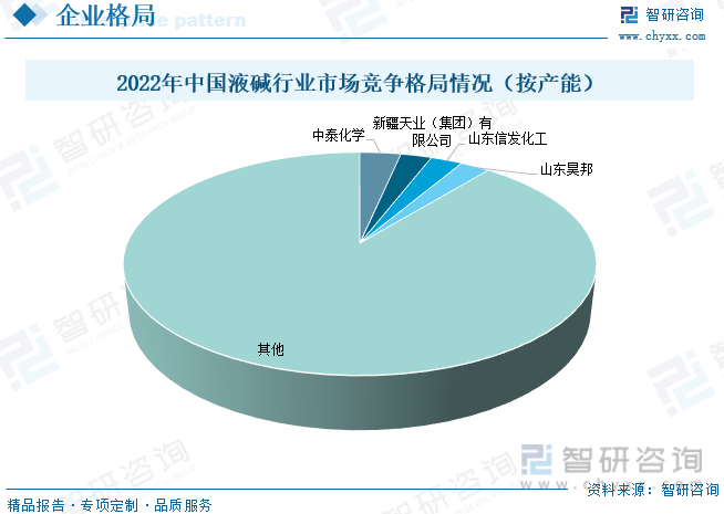 2022年中国液碱行业市场竞争格局情况（按产能）