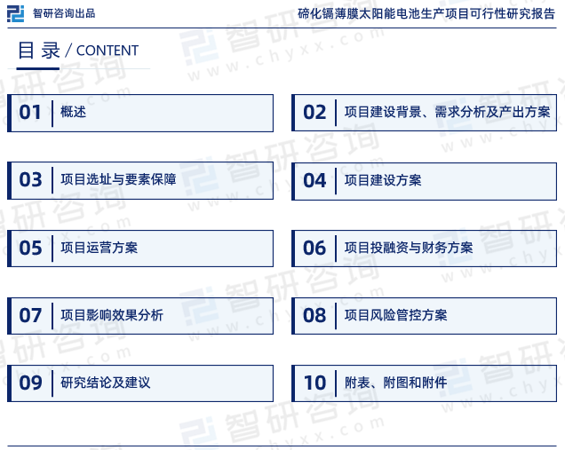 《碲化镉薄膜太阳能电池生产项目可行性研究报告》目录