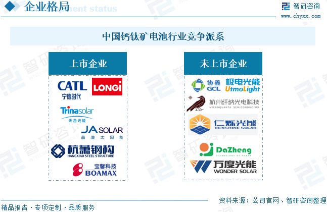 中国钙钛矿电池行业竞争派系