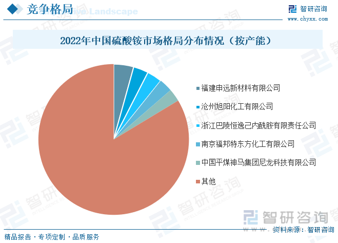 2022年中国硫酸铵市场格局分布情况（按产能）