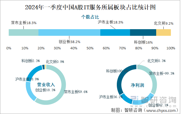 2024年一季度中国A股IT服务所属板块占比统计图