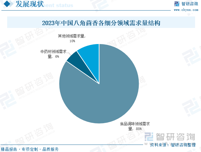 2023年中国八角茴香各细分领域需求量结构