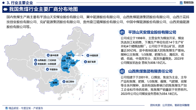 从企业格局来看，行业的市场集中度则较低，市场格局极为分散。近年来，随着国家对煤炭行业的整合和结构调整，炼焦煤产业集中度逐步提高。以前大量乡镇企业是供应的主力军，但随着整合的推进，大企业占比提高，行业的供给格局发生变化，国有大矿将是未来卖方市场的主导。