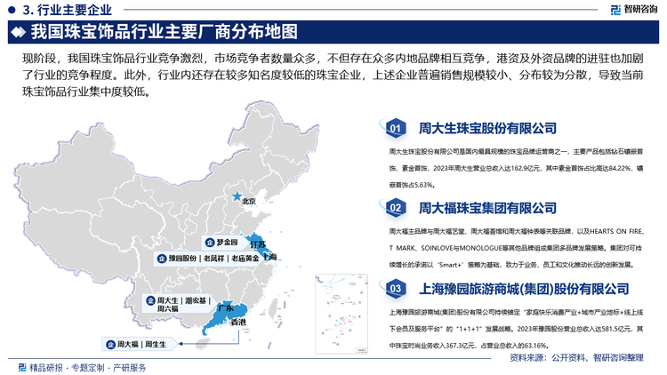 我国珠宝饰品行业主要厂商分布地图