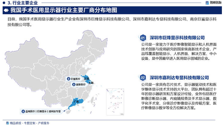 全球范围内高端医疗面板主要由非中国厂商供应，原因其一是高端医疗设备厂，如医疗显示器厂商EIZO、Barco等基本都是国外厂商主导；其二是高端医疗显示标准较高，研发及认证周期较长，对于入局较晚的中国厂商来说是一大挑战。