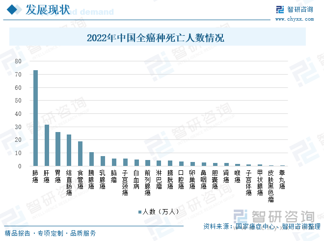 2022年中国全癌种死亡人数情况