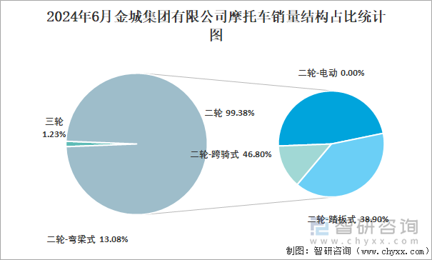 2024年6月金城集团有限公司摩托车销量结构占比统计图