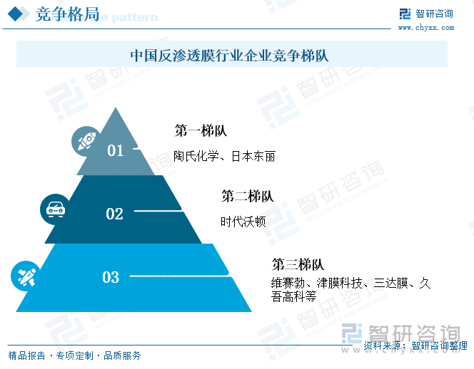 中国反渗透膜行业企业竞争梯队