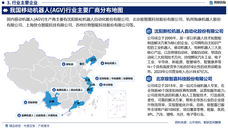 目前，中国AGV市场增速趋于平稳，各厂商之间的竞争更加直接和残酷，AGV企业之间的竞争阵地已经开始从过去的增量市场逐渐转向存量市场，价格战在蔓延，不少头部企业开始走出国门，进入国际市场。从现在国内的AGV行业竞争来看，竞争者主要分为三大类，第一类是目前市场占有率高，产品技术和品牌服务等方面都有强劲实力的大型外资企业，如ABB、施耐德等。这些企业都是数字化领域的冠军，市场定位准确，通过新的和既有的数字化技术，赢得市场空间。第二类是不断研发先进技术与更新自身管理理念，在产品各方面尽力缩小与外资企业差距的本土企业如艾吉威、镭神、诺力等。很多本土企业近些年来发展迅速，拥有了自身核心技术，完善的运营模式以及成本控制和供应链管理方面能力的强化，有实力与外资企业相抗衡。还有一种是以不惜代价压低成本，以价格战抢占市场的小型企业。