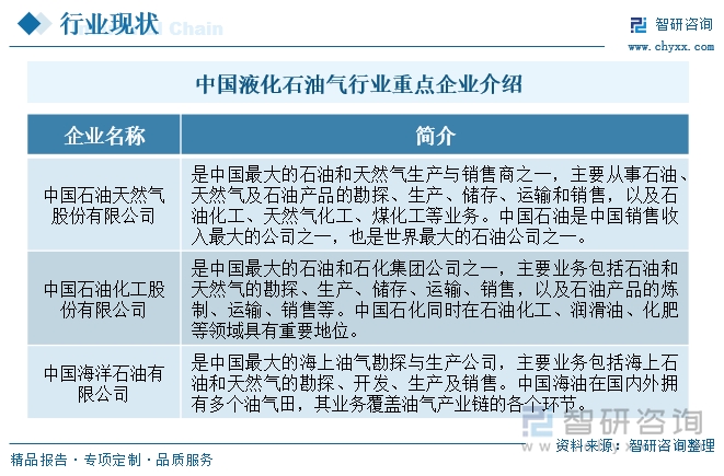 中国液化石油气行业重点企业介绍