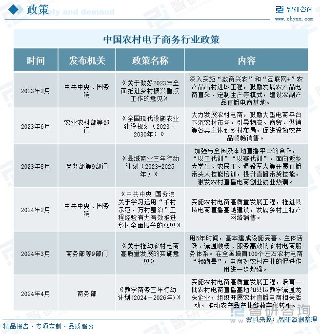 中国农村电子商务行业政策