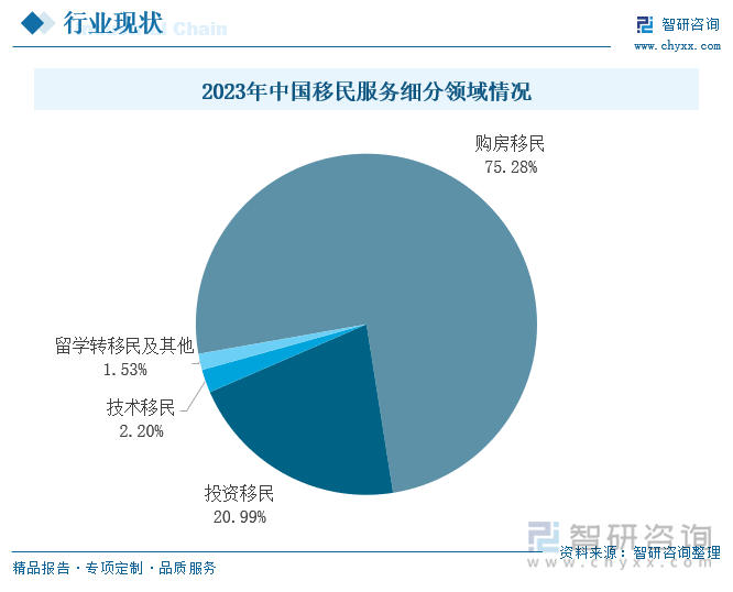 2023年中国移民服务细分领域情况