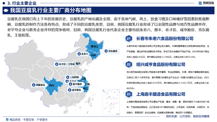 我国豆腐乳行业主要厂商分布地图