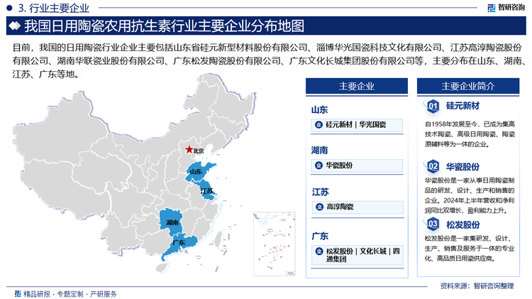 目前，我国日用陶瓷行业生产企业数量众多，但大多数企业规模较小，缺乏品牌影响力。这导致行业集中度较低，市场竞争激烈，产品同质化严重。行业内相关企业包括山东省硅元新型材料股份有限公司、淄博华光国瓷科技文化有限公司、江苏高淳陶瓷股份有限公司、湖南华联瓷业股份有限公司、广东松发陶瓷股份有限公司、广东文化长城集团股份有限公司等，主要分布在山东、湖南、江苏、广东等地。