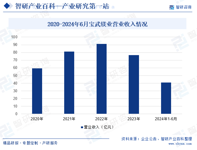 2020-2024年6月宝武镁业营业收入情况