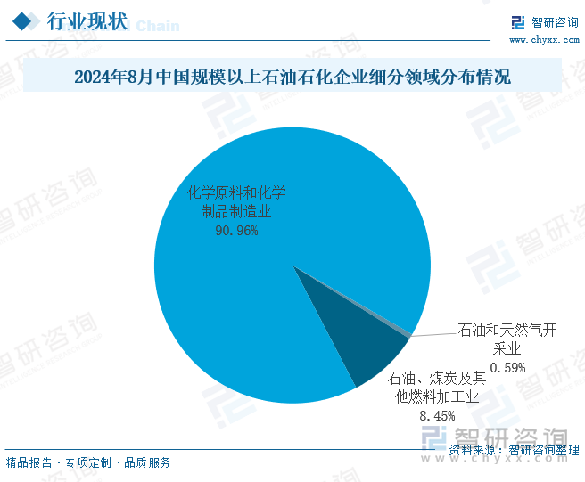 2024年8月中国规模以上石油石化企业细分领域分布情况