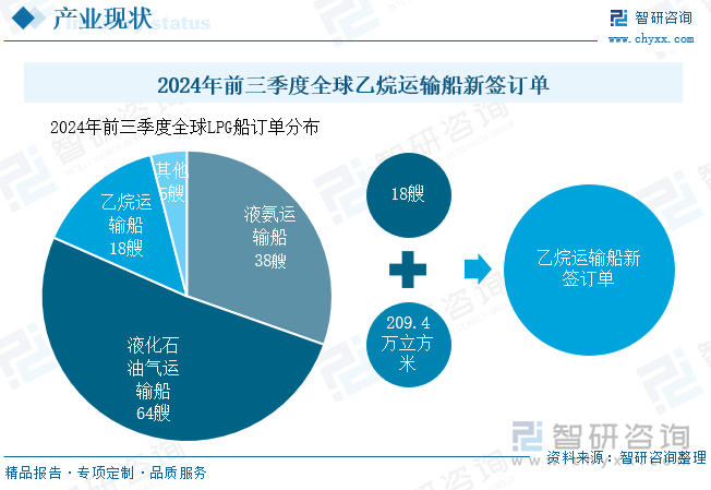 2024年前三季度全球乙烷运输船新签订单