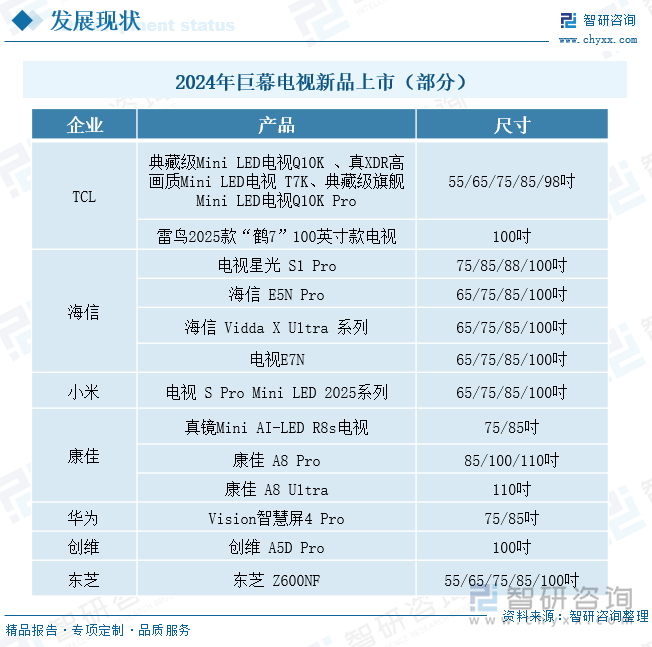 2024年巨幕电视新品上市（部分）