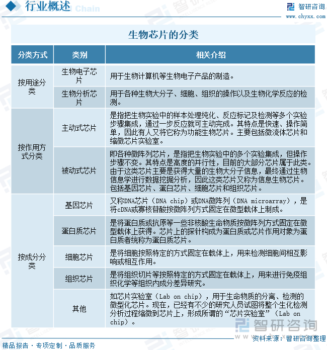 生物芯片的分类