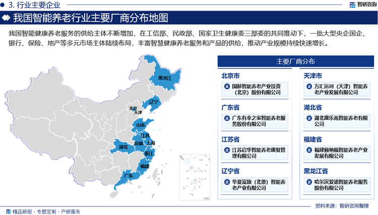 我國智慧健康養(yǎng)老服務(wù)的供給主體不斷增加，在工信部、民政部、國家衛(wèi)生健康委三部委的共同推動下，一批大型央企國企、銀行、保險、地產(chǎn)等多元市場主體陸續(xù)布局，豐富智慧健康養(yǎng)老服務(wù)和產(chǎn)品的供給，推動產(chǎn)業(yè)規(guī)模持續(xù)快速增長。