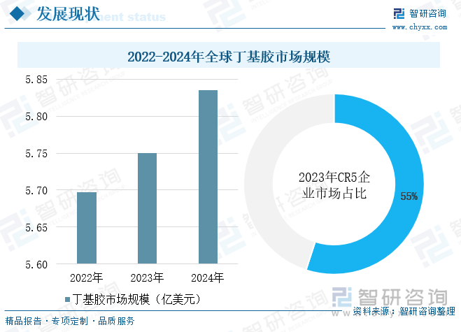 2022-2024年全球丁基胶市场规模