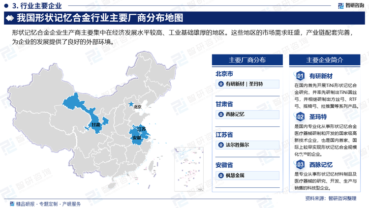 形状记忆合金企业生产商主要集中在经济发展水平较高、工业基础雄厚的地区。这些地区的市场需求旺盛，产业链配套完善，为企业的发展提供了良好的外部环境。