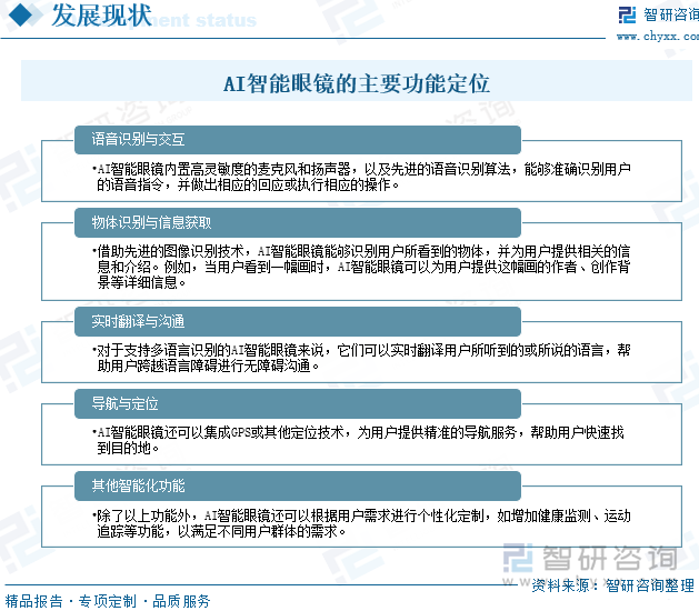 AI智能眼鏡的主要功能定位