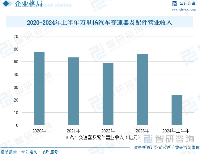 2020-2024年上半年万里扬汽车变速器及配件营业收入